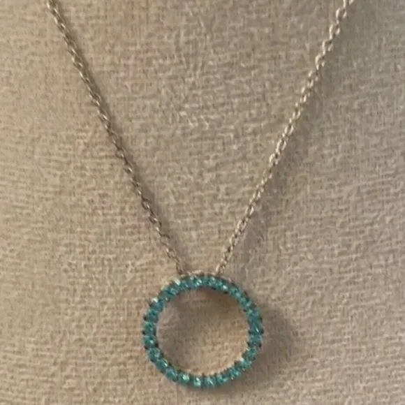 Blue Crystal Circle Necklace - Picture 1 of 3